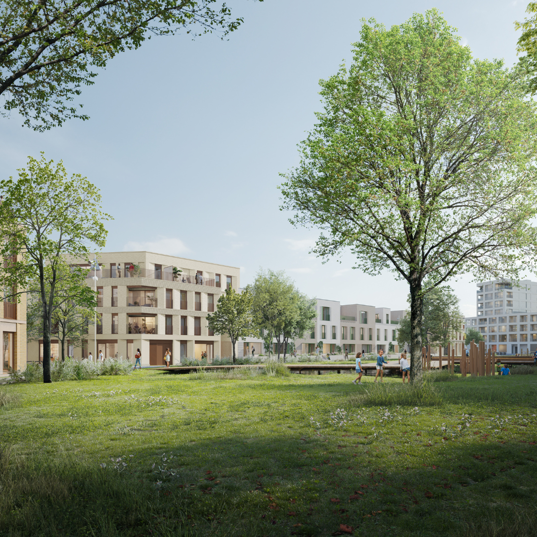 binnentuin duurzame nieuwbouw appartementen en woningen schaarbeek